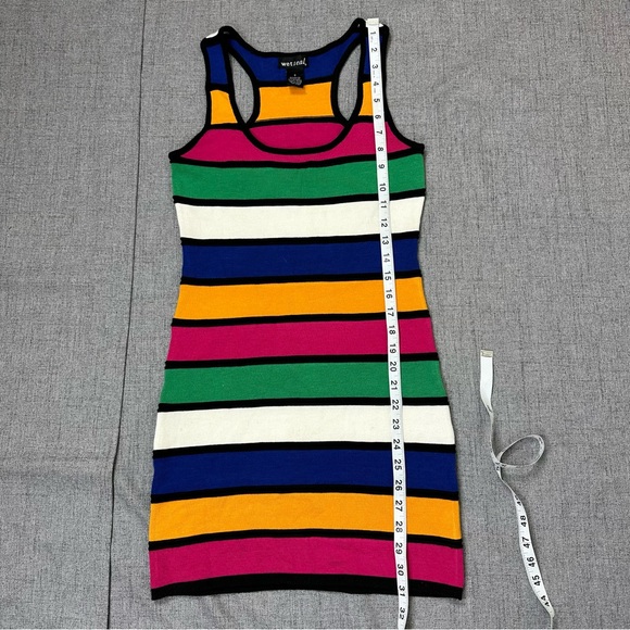 Y2K Wet Seal Striped Bodycon Dress Multicolor Women's Size S - Picture 12 of 13